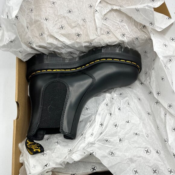 NWT DR. MARTENS V 2976 Quad CHELSEA Boots Polished Smooth Black Women Size 8 NEW - Picture 2 of 6